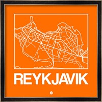 Orange Map of Reykjavik Fine Art Print
