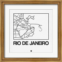 White Map of Rio De Janeiro Fine Art Print