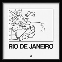 White Map of Rio De Janeiro Fine Art Print