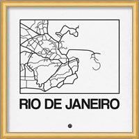 White Map of Rio De Janeiro Fine Art Print