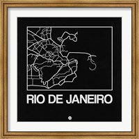 Black Map of Rio De Janeiro Fine Art Print