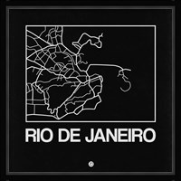 Black Map of Rio De Janeiro Fine Art Print