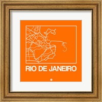Orange Map of Rio De Janeiro Fine Art Print