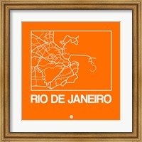 Orange Map of Rio De Janeiro Fine Art Print