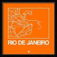Orange Map of Rio De Janeiro Fine Art Print