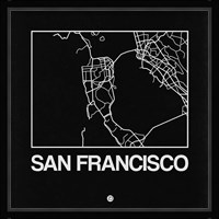 Black Map of San Francisco Fine Art Print