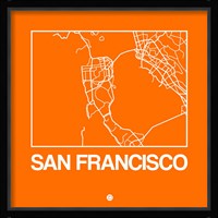 Orange Map of San Francisco Fine Art Print