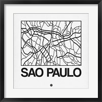 White Map of Sao Paulo Fine Art Print