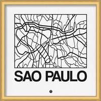 White Map of Sao Paulo Fine Art Print