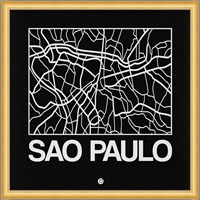 Black Map of Sao Paulo Fine Art Print