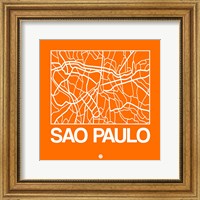Orange Map of Sao Paulo Fine Art Print
