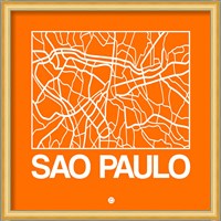Orange Map of Sao Paulo Fine Art Print