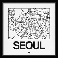 White Map of Seoul Fine Art Print