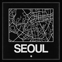 Black Map of Seoul Fine Art Print