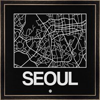 Black Map of Seoul Fine Art Print