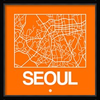 Orange Map of Seoul Fine Art Print