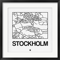 White Map of Stockholm Fine Art Print