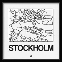 White Map of Stockholm Fine Art Print