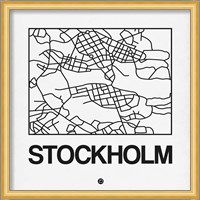White Map of Stockholm Fine Art Print