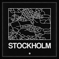 Black Map of Stockholm Fine Art Print