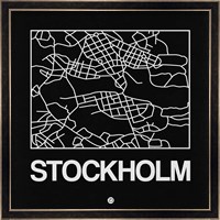 Black Map of Stockholm Fine Art Print