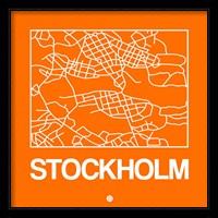 Orange Map of Stockholm Fine Art Print