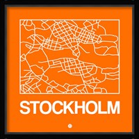 Orange Map of Stockholm Fine Art Print