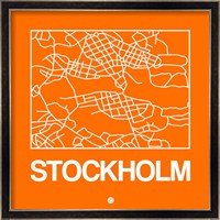 Orange Map of Stockholm Fine Art Print