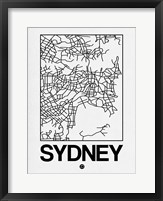 White Map of Sydney Fine Art Print