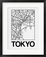 White Map of Tokyo Fine Art Print