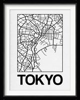 White Map of Tokyo Fine Art Print