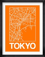 Orange Map of Tokyo Fine Art Print