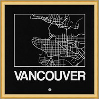 Black Map of Vancouver Fine Art Print