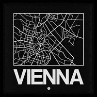 Black Map of Vienna Fine Art Print