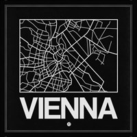 Black Map of Vienna Fine Art Print