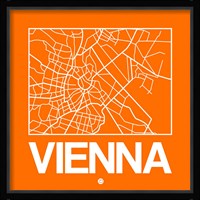 Orange Map of Vienna Fine Art Print