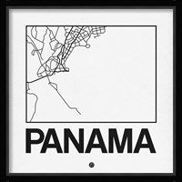 White Map of Panama Fine Art Print