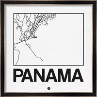 White Map of Panama Fine Art Print