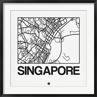 White Map of Singapore Fine Art Print