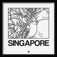White Map of Singapore Fine Art Print