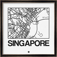 White Map of Singapore Fine Art Print
