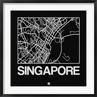 Black Map of Singapore Fine Art Print