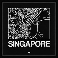 Black Map of Singapore Fine Art Print