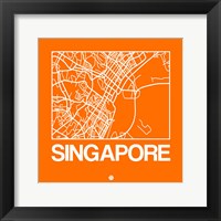 Orange Map of Singapore Fine Art Print