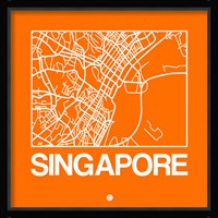 Orange Map of Singapore Fine Art Print