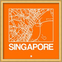 Orange Map of Singapore Fine Art Print