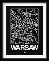 Black Map of Warsaw Fine Art Print