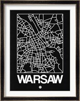 Black Map of Warsaw Fine Art Print