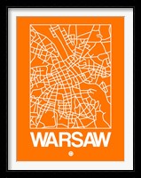 Orange Map of Warsaw Fine Art Print