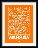 Orange Map of Warsaw Fine Art Print